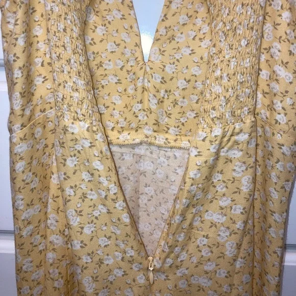 Reformation Floral Yellow Sweetheart Neckline Mini Dress - Picture 5 of 7